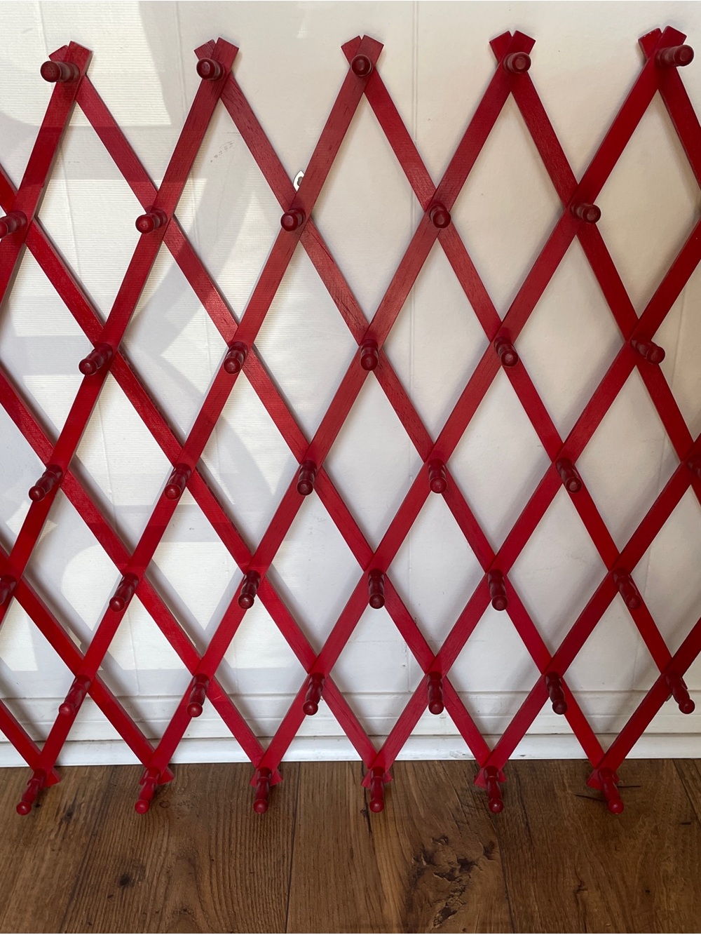 Vintage Red Wooden Accordion Peg  Rack -Expandable Wall Hanger